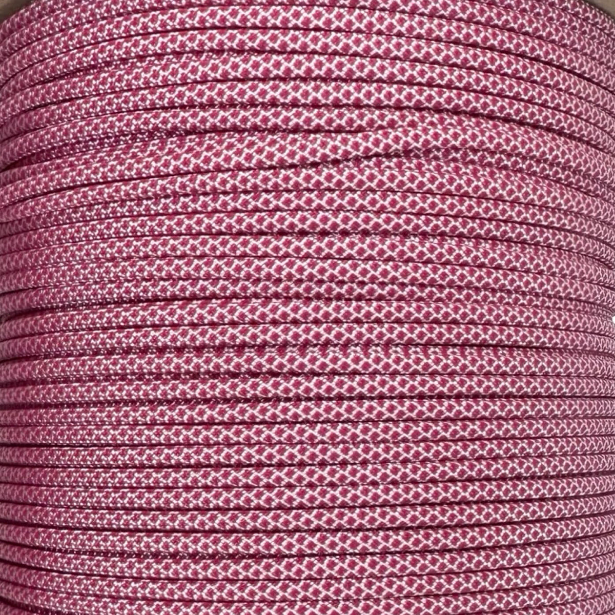 White with Fuschia Diamonds 550 Paracord