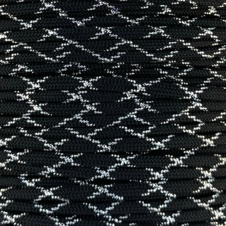 Black w/ 3 Silver Metallic "X" Tracers 550 Paracord