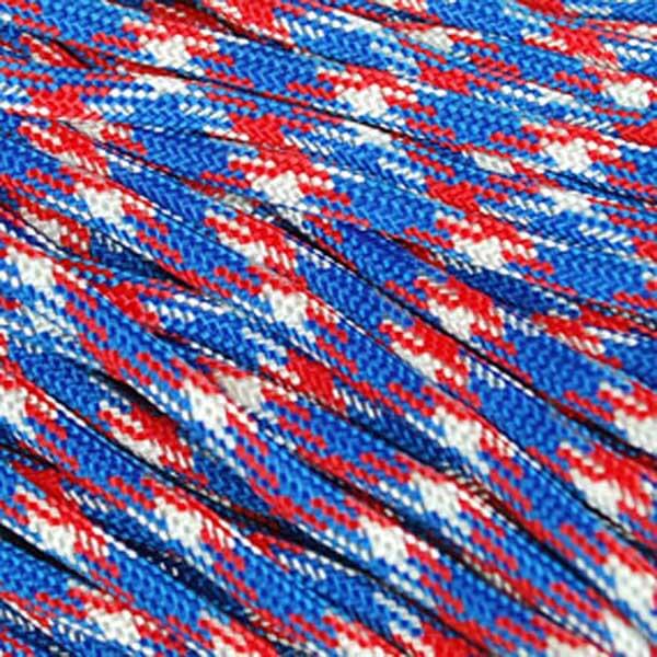 Paracord 650 sin núcleo con camuflaje rojo, blanco y azul